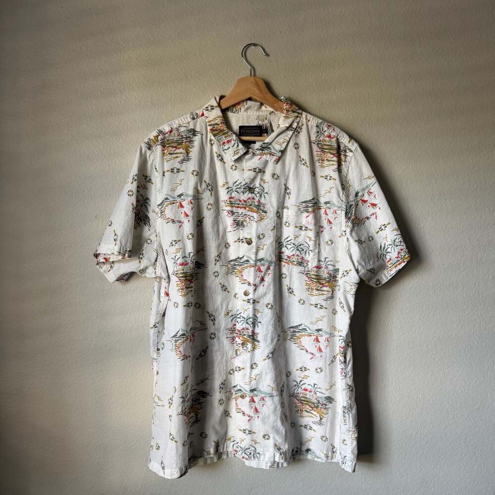 Pendleton Hawaiian Shirt XXL Island Scenic Aloha Short Sleeve Button Up